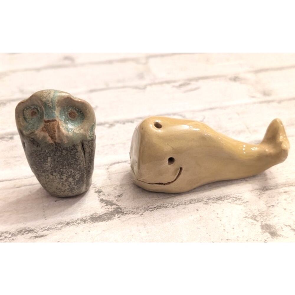 Pottery/Clay Figurines Owl and Whale